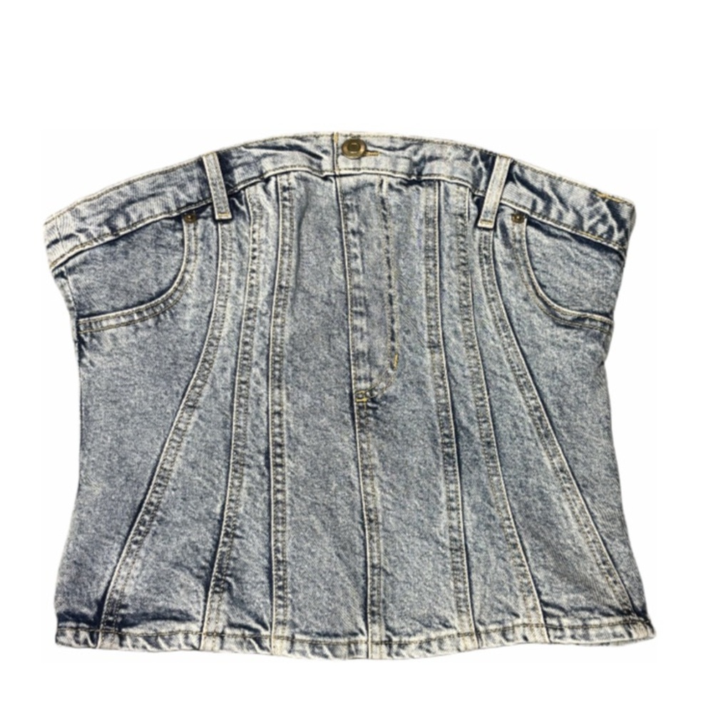 Denim Corset Cropped Tube Top